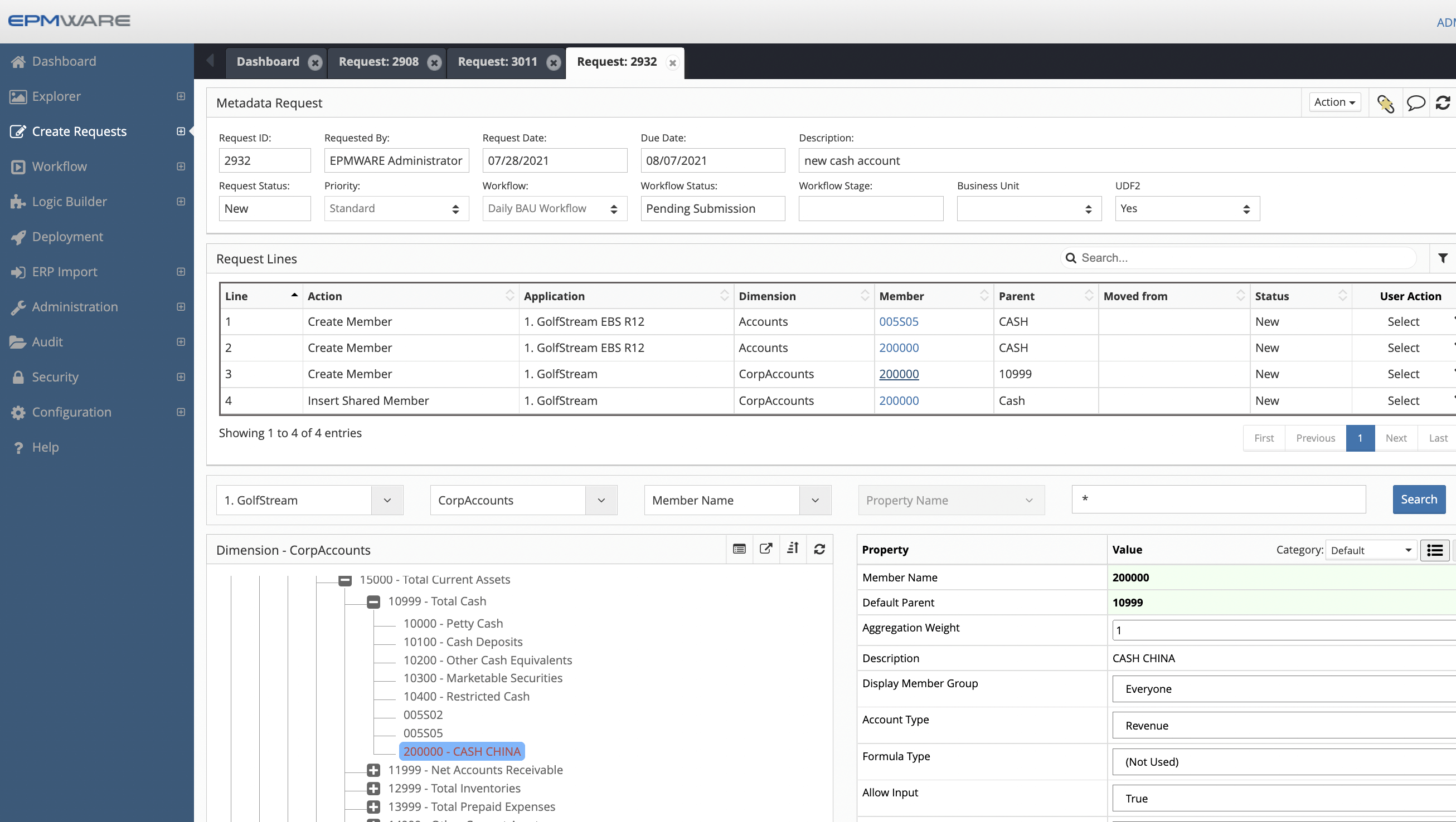 Screenshot showing data standardization and rationalization in EPMware