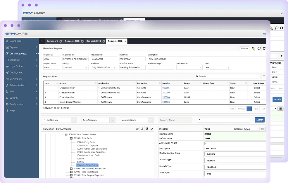 EPMware metadata management screenshot